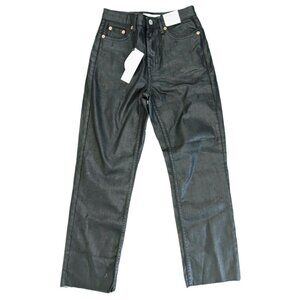 Topshop Straight Shiny Black Highwasted Women's Jeans Sz 4 Nwt